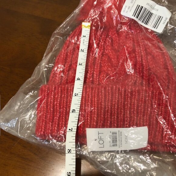 Loft Red Holiday Red Beanie Hat NWT - Picture 9 of 10